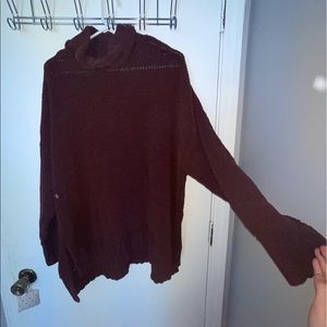 Aerie Super Soft Maroon Turtle neck Knit Sweater // Size Medium